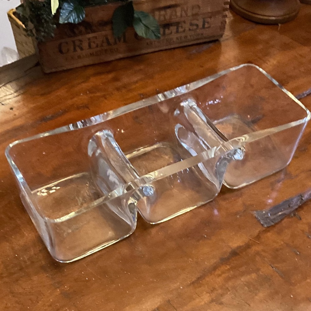 3 Section Heavy Glass European Serving Dish/Bowl